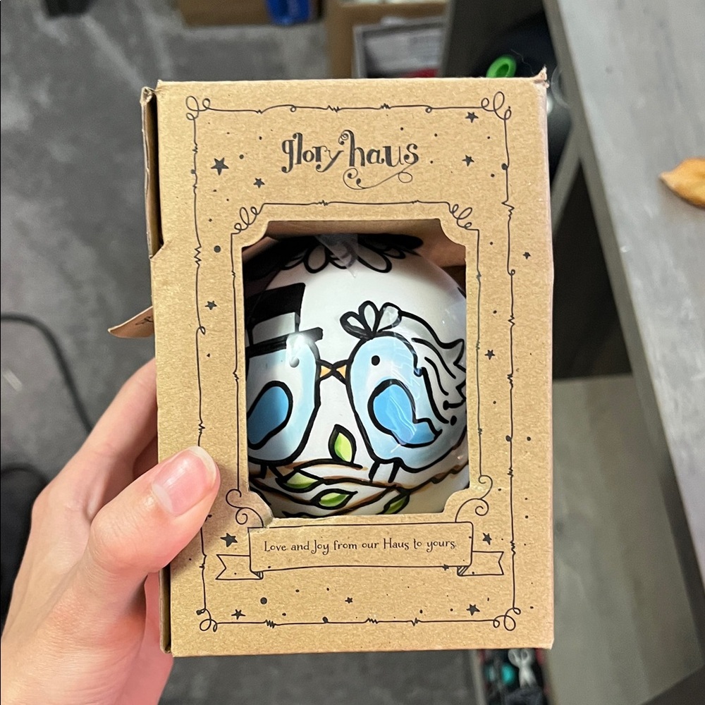 Blue Bird wedding Ceramic Holiday Ornament